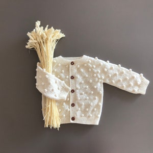 Knit Cozy Baby Cardigan | Baby Gift Popcorn Cardigan | Kids Cozy Wool Cardigan | Toddler Popcorn Cardigan | Merino Wool Popcorn Cardigan