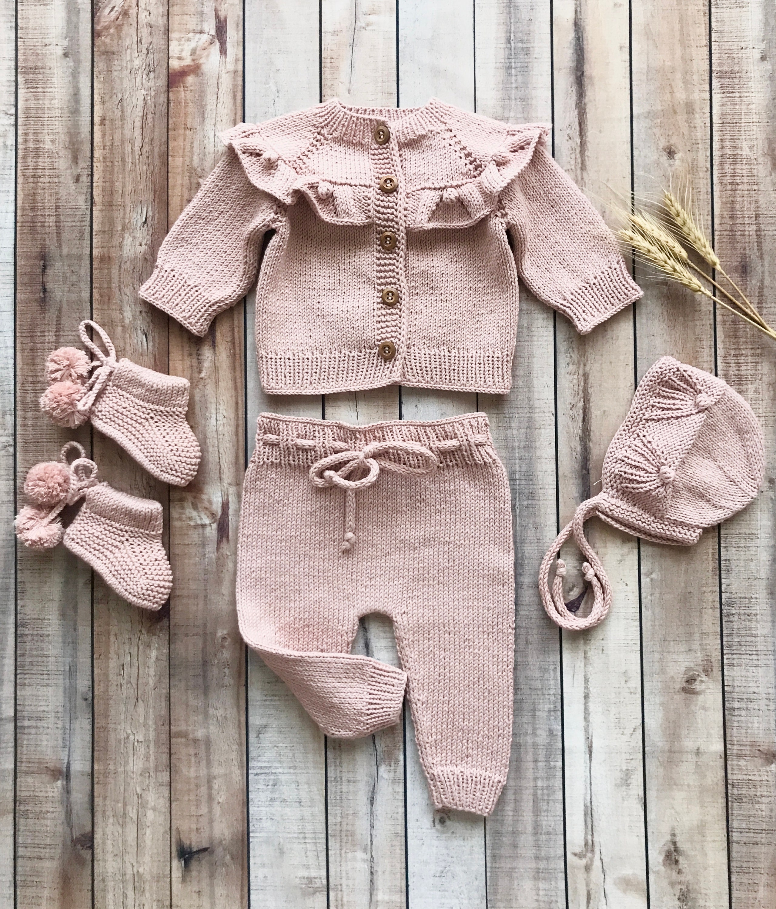 Hand Knit Newborn Girl Taking Home From Hospital Outfit - Sweater ...