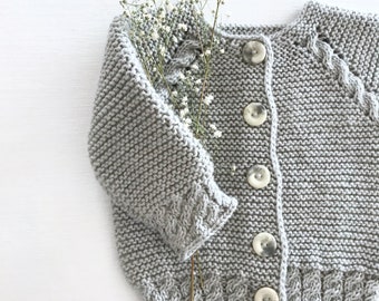 Knit Baby Cardigan | Hand Knit Baby Sweater | Baby Merino Wool Cardigan | Kids Wool Cardigan | Toddler Wool Cardigan | Kids Wool Sweater