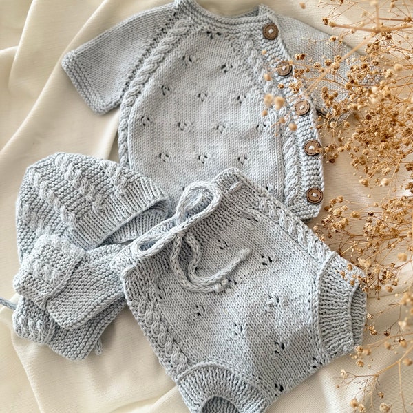 Tenue de retour à la maison pour nouveau-né | Tenue pour le retour à la maison pour bébé garçon | Tenue d'hôpital pour bébé garçon | Ensemble en tricot pour bébé garçon | Vêtements en tricot pour bébé garçon