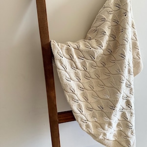 Organic Cotton Baby Blanket • Handmade Newborn Knit • Neutral Heirloom Blanket