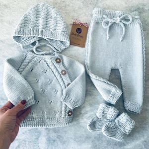 Newborn Boy Coming Home Outfit | Baby Boy Gift | Baby Boy Coming Home Outfit Winter | Baby Shower Gift | Knit Baby Clothes | Preemie Outfit