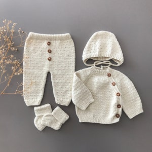 Newborn Baby Coming Home Outfit Newborn Hospital Outfit Organic Cotton Coming Home Outfit Organic Baby Girl Clothes Knit Baby Clothes zdjęcie 8
