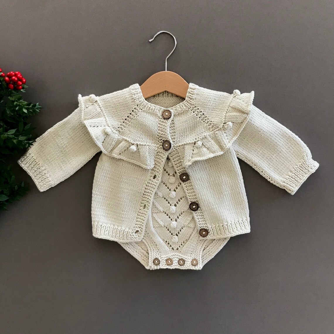 Knitted Baby Girl Romper Cotton Newborn Baby Etsy
