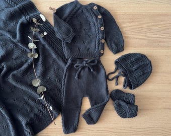 Handgestricktes Baby Set mit Decke | Neugeborenes Going Home Outfit | Erbstück Baby Geschenk