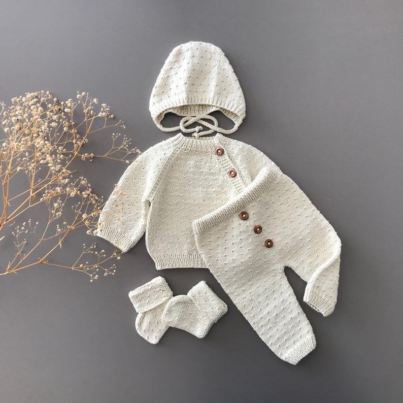 Newborn Baby Coming Home Outfit Newborn Hospital Outfit Organic Cotton Coming Home Outfit Organic Baby Girl Clothes Knit Baby Clothes zdjęcie 1