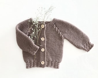 Knit Baby Cardigan | Hand Knit Baby Sweater | Baby Merino Wool Cardigan | Kids Wool Cardigan | Toddler Wool Cardigan | Kids Wool Sweater