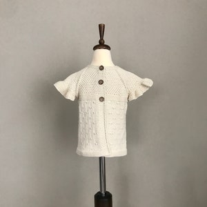 Hand Knitted Organic Cotton Baby Cardigan: Ruffle Sleeve Knit Vest