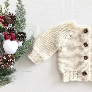 Knitted Baby Cardigan-Merino Wool Baby Cardigan-White Baby Cardigan-Knitted Toddler Cardigan-Wool Knit Baby Sweater-Knitted Toddler Sweater