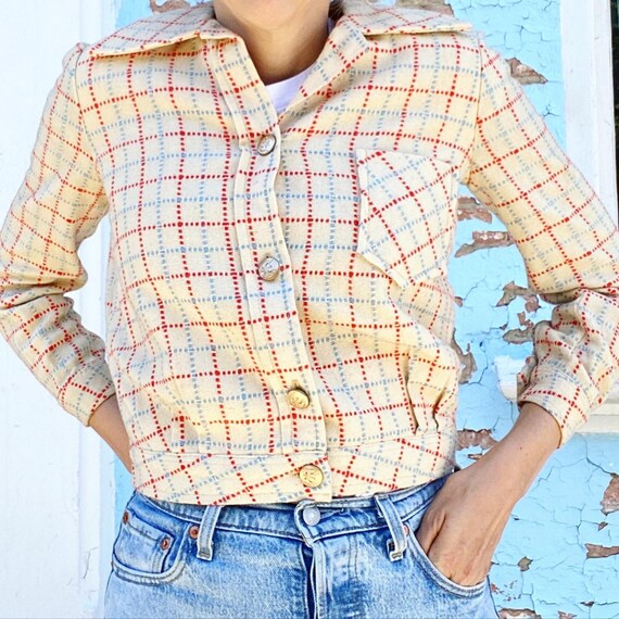 Vintage 1940’s Boxy Cropped Plaid Wool Jacket