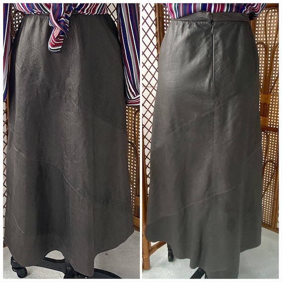Vintage 1970’s Bias Cut Lambskin Leather A Line Sk