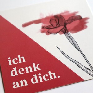 Ich denk an dich! Grußkarte | Postkarte quadratisch | 12,1 cm | Orchidee Geburtstag Geburt Trauer Abschluss Mitgefühl minimalistisch floral