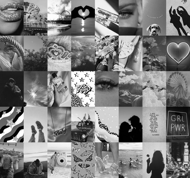 Black and White Wall Collage Kit Etsy