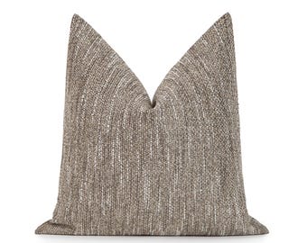 Housse de coussin tissée beige taupe | Cache-oreiller et coussin bohème neutres