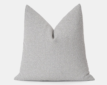 Light Gray Pillow Cover • Boho Euro Sham Cover • We Pay Duty for USA • Silver Gray Cushion • Medium Textured Boucle Throw Pillow • All Sizes