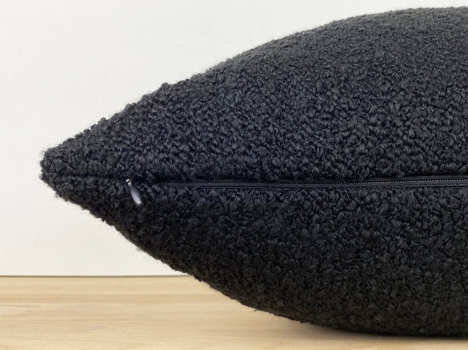 Black Boucle Pillow Cover Textured Super Soft Black Pillow Etsy