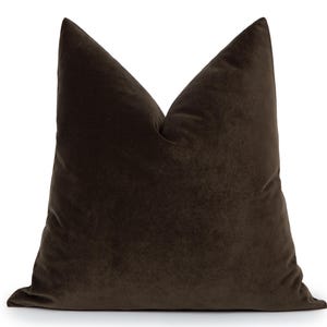 Dark Brown Velvet Pillow Cover •  Dark Brown Euro Sham • Matte Velvet Throw Pillow • Crafted from Solid Velvet Soft Fabric •• All Sizes