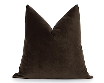 Dark Brown Velvet Pillow Cover • Dark Brown Euro Sham • We Pay Duty for USA • Crafted from Solid Velvet Soft Fabric •• All Sizes