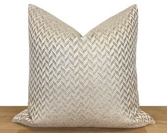 Beige Herringbone Pillow Cover • Beige Euro Sham Cover • Woven Throw Pillow Cover • Cream and Beige Woven Fabric •• All Sizes