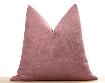 Dusty Pink Linen Pillow Cover • Dusty Pink Euro Sham • Solid Pink Throw Pillow Cover • Woven Linen Fabric •• All Sizes