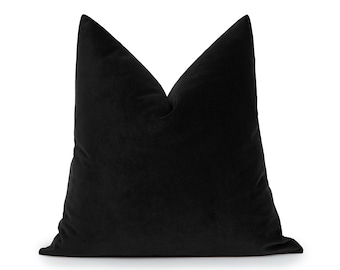 Black Velvet Pillow Cover • Black Euro Sham Cover • We Pay Duty for USA • Velvet Throw Pillow Cover • Black Soft Solid Cushion •• All Sizes