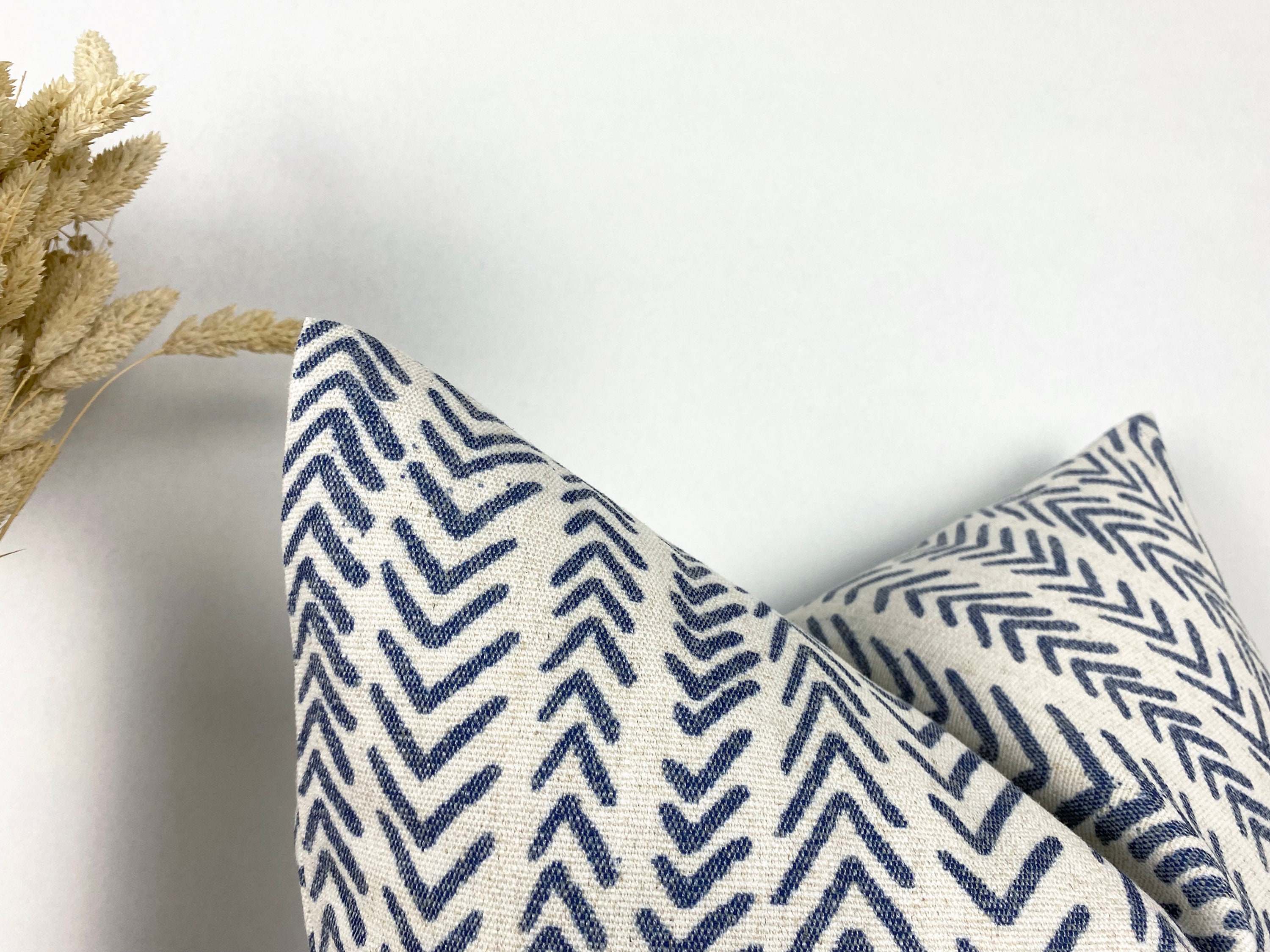 Blue Mudcloth Pillow Cover off White Indigo Arrow Design Etsy