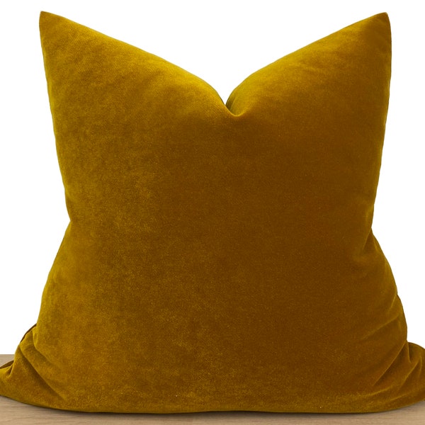 Dark Mustard Velvet Pillow Cover, Euro Sham Cover, Mustard Throw Pillow Cover, Cushion Cover, Sofa Pillow Cover, Designer Pillow | All Sizes