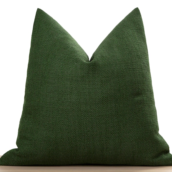 Groene linnen kussensloop • Effen groen sierkussen • Euro Sham Cover • Groene Boho kussenhoes • Linnen geweven stof •• Alle maten