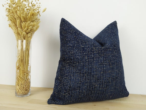 navy textured pillow