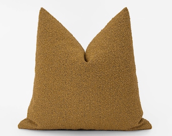 Housse de coussin en boucle dorée rouille | Coussin texturé doux, couvre-oreillers euro