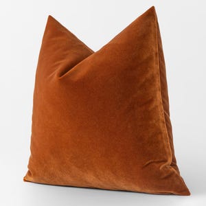 Rust Orange Velvet Pillow Cover | Solid Euro Sham & Cushion, We Pay Duty for USA