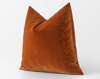 Housse de coussin en velours orange rouille | Taie d'oreiller et coussin massifs en euros, nous payons des droits de douane pour les États-Unis