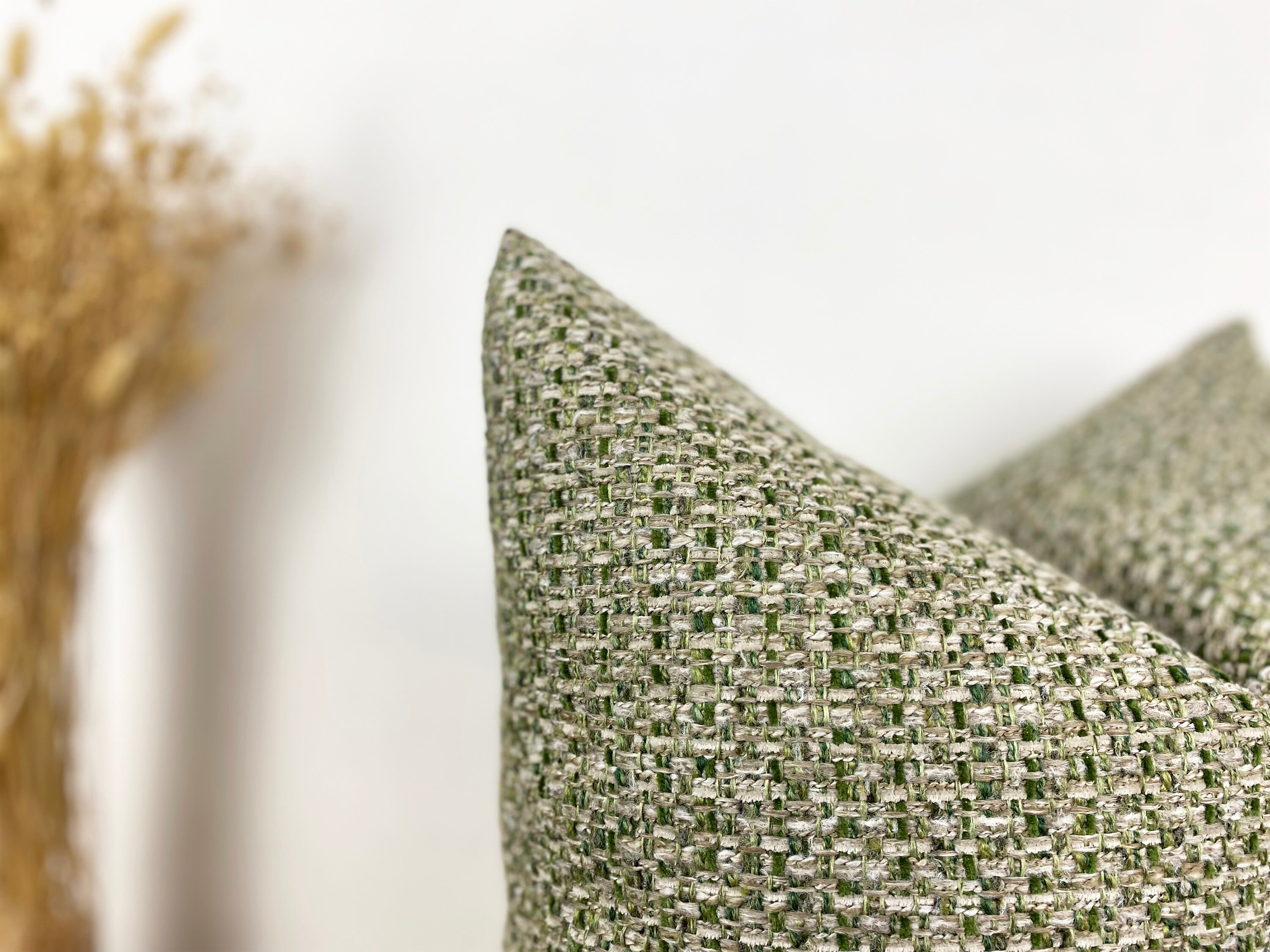 Green Boho Pillow Cover Euro Sham Cover Green and Beige Etsy