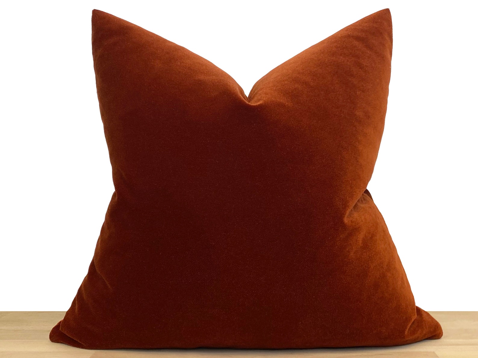 Rust Velvet Pillow Cover, Rust Euro Sham Cover, Cotton Velvet Fabric