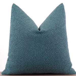 Teal Boucle Pillow Cover • Teal Blue Throw Pillow Cover • Euro Sham Cover • Textured Soft Boucle Fabric •• All Sizes