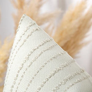 Ivory Boho Striped Pillow Cover • Textured Linen Euro Sham • Neutral Boho Pillow Cover • Artisan Throw Pillow • Farmhouse Style •• All Sizes