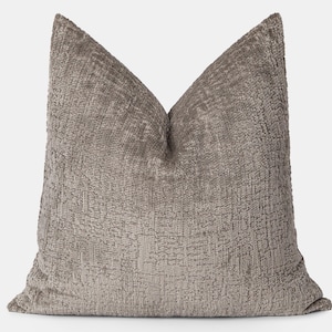 Textured Tan Brown Chenille Pillow Cover - Earthy Neutral Cushion - All Sizes