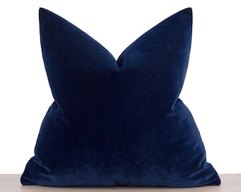 Navy Velvet Pillow Cover • Navy Euro Sham Cover • Deep Blue Throw Pillow • Velvet Soft Fabric •• All Sizes