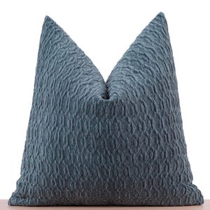 Dark Dusty Blue Pillow Cover • Euro Sham Cover • Cozy & Chic Style • Designer Throw Pillow Cover • Textured Thick Soft Cushion •• All Sizes
