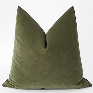 Olive Green Velvet Pillow Cover • Olive Cushion Cover • Euro Sham Cover • Cozy and Chic Style • Soft Velvet Throw Pillow Cover •• All Sizes