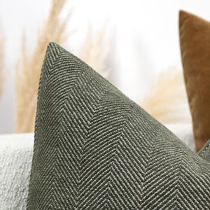 Textured Green Pillow Cover • Designer Throw Pillow • We Pay Duty for USA • Euro Sham Cover • Moss Green Geometric Cushion •• All Sizes
