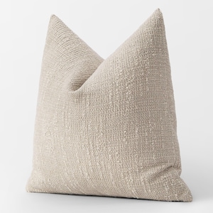 Beige Bohemian Boucle Pillow Cover | Textured Neutral Euro Sham, We Pay Duty for USA