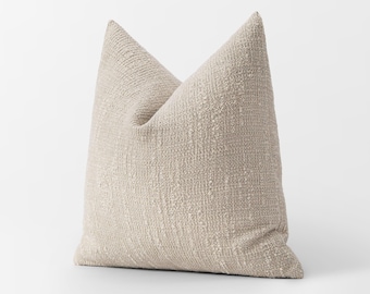Beige Bohemian Boucle Pillow Cover | Textured Neutral Euro Sham, We Pay Duty for USA