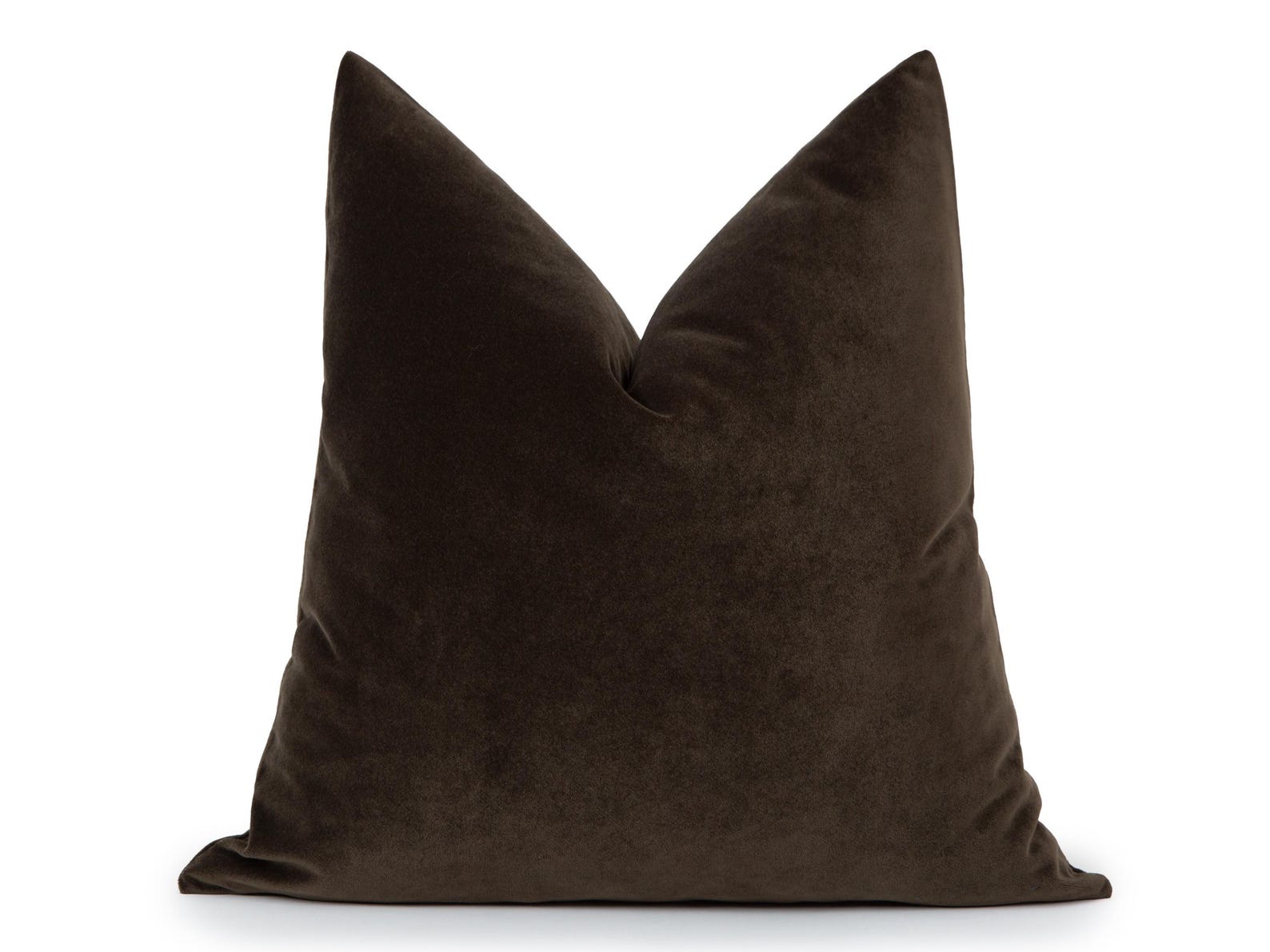 22x22 Dark Brown Velvet Pillow Cover | Soft Euro Sham & Cushion - 22x22 Inches