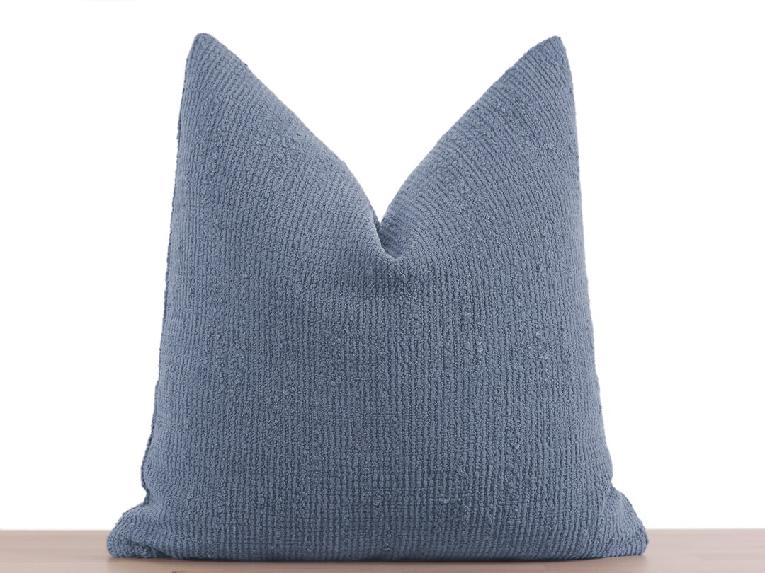 Dusty Blue Boho Pillow Cover, Textured Euro Sham Cover, Boho Throw