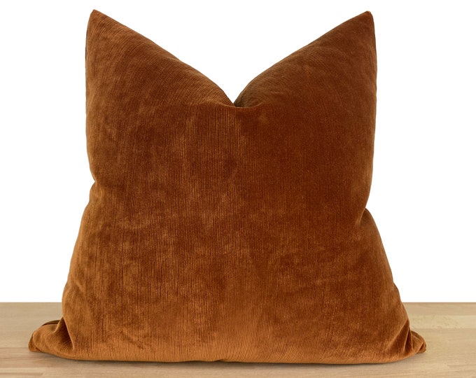 Terracotta Pillow Cover, Boho Velvet Pillow, Velvet Euro Sham, Throw Pillow Cover, Velvet Soft Fabric, Terracotta Cushion Cover | All Sizes