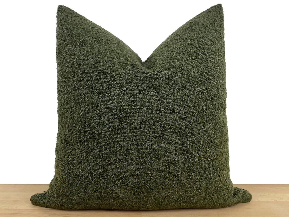 Green Boucle Pillow Cover Green Euro Sham Cover Throw Pillow Etsy