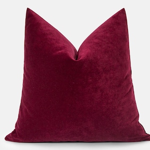 Burgundy Velvet Pillow Cover: Soft Euro Sham & Cushion