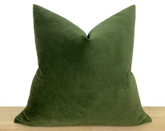 Green Cotton Velvet Pillow Cover • Green Matte Velvet Soft Fabric  • Euro Sham Cover • Green Cotton Velvet Throw Pillow •• All Sizes