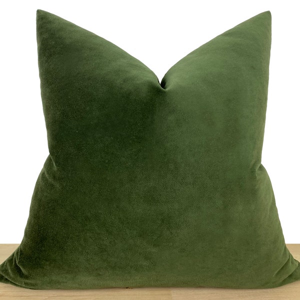Green Cotton Velvet Pillow Cover • Green Matte Velvet Soft Fabric  • Euro Sham Cover • Green Cotton Velvet Throw Pillow •• All Sizes